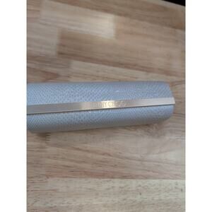 JIMMY CHOO Eye/Sunglasses Hard Case+Cloth Cream Tan Faux Snakeskin Flip Top